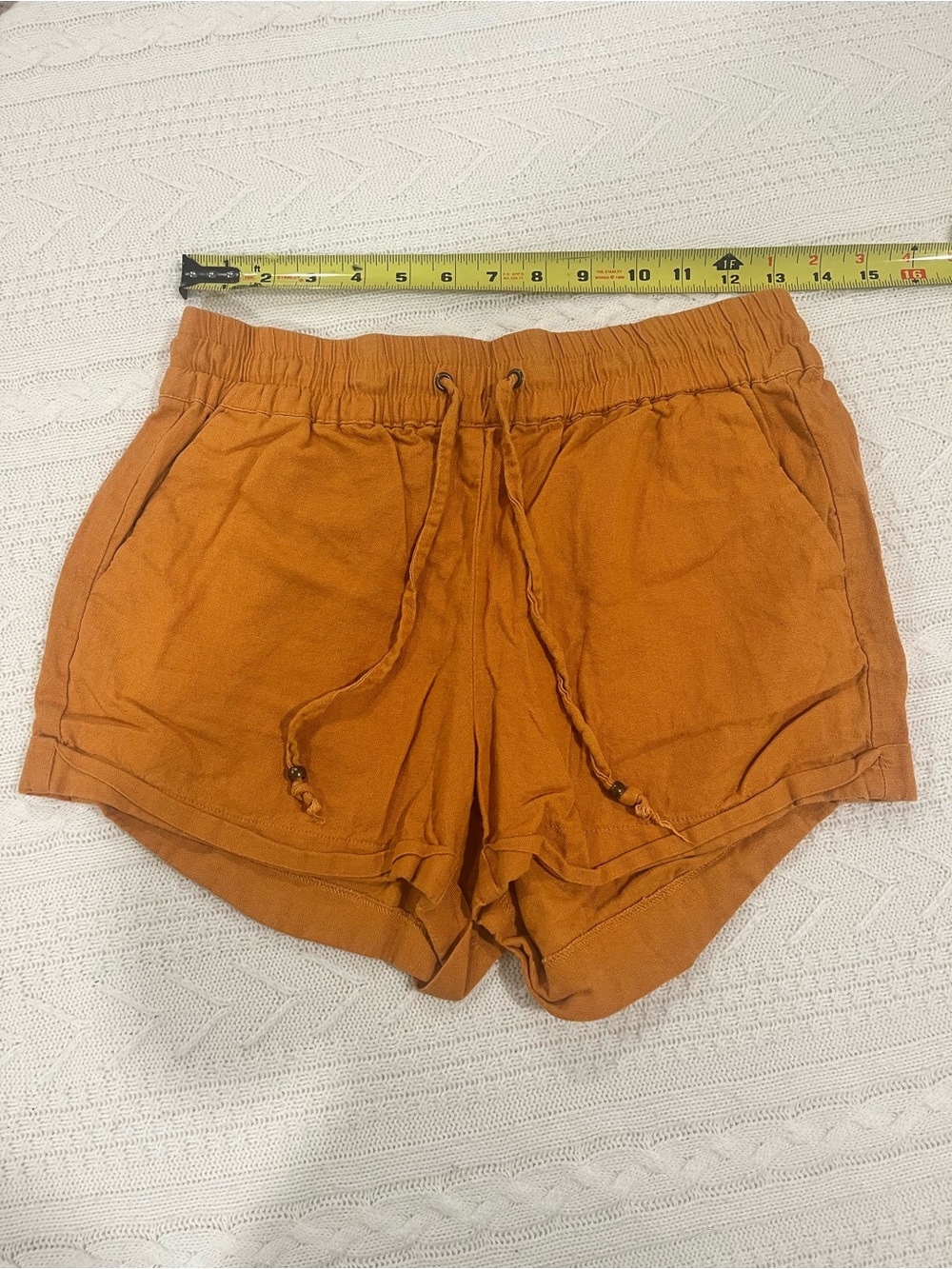 Love Tree Linen Blend Drawstring Shorts - Medium